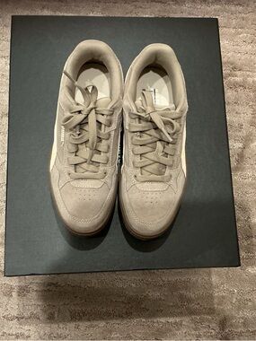 Puma Women's Taupe Suede Platform Sneakers with Cream Formstripe